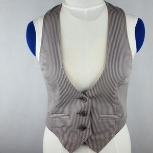 Old Navy Taupe Brown Striped Vest
